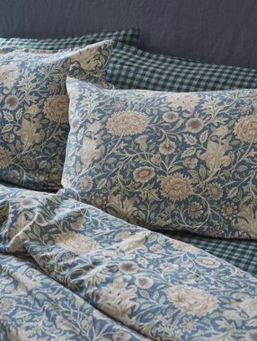 Webbs Blue Double Bough Linen Blend Pillowcases Morris & Co X Pigletin Bed